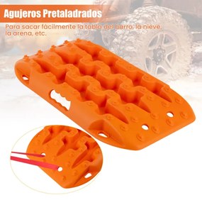 Placas de tração off-road Todo o Terreno tapetes de tração 2 peças para extração e recuperação de veículos de neve lama 58 x 31 x 6 cm Laranja