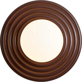 Candeeiro de Parede Retro Castanho com Opalino Redondo 20cm IP44 - Lila