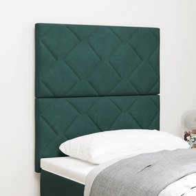 Cabeceira LED vidaXL Design Blocos de Diamante Verde Escuro 80 cm Veludo