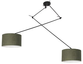 Candeeiro de suspensão inteligente preto com abajur 35 cm verde incl. 2 Wifi A60 - Blitz