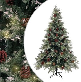 Árvore Natal pré-iluminada c/ pinhas 120 cm PVC/PE verde/branco