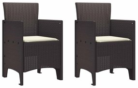 vidaXL Cadeira de Jardim 2 pcs Castanho 53 x 49 x 85 cm Polipropileno