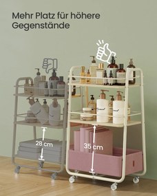 Carrinho cozinha com cesto de tecido 43 x 30 x 81 cm bege natural-branco creme