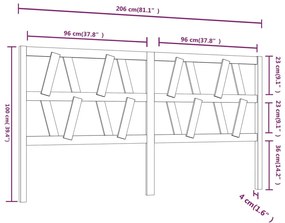 Cabeceira de cama 206x4x100 cm pinho maciço branco