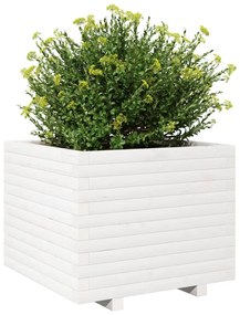 Vaso/floreira de jardim 60x60x49,5 cm pinho maciço branco