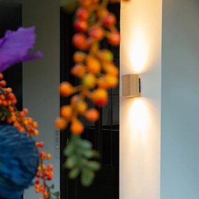 Candeeiro de parede rústico em madeira quadrado 2-luzes - Sandy