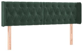 Cabeceira cama c/ luzes LED veludo 163x16x78/88 cm verde-escuro