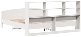 Cama com estante sem colchão 180x200 cm pinho maciço branco
