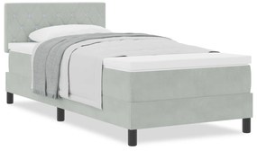 Cama Box com Colchão VidaXL Cinza Claro Solteiro Veludo