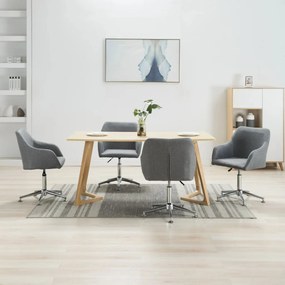 vidaXL Cadeiras de jantar giratórias 4 pcs tecido cinzento-claro