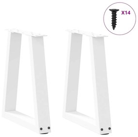 Mesa de jantar pernas 2pcs forma de V 38x(42-43,3)cm aço branco