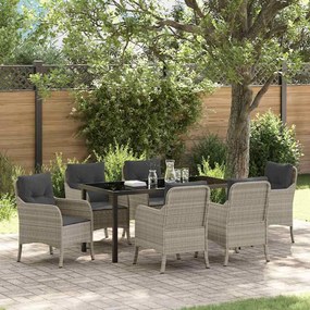 vidaXL Conjunto de Jantar de Jardim com Almofadas Cinza-claro Rattan Poliéster