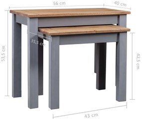 Mesas de encastrar 2 pcs madeira pinho maciça Panama cinzento