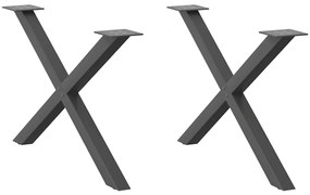 vidaXL Pés para mesa de centro em formato de X, 2 peças, antracite, 70x (42-43) cm, aço
