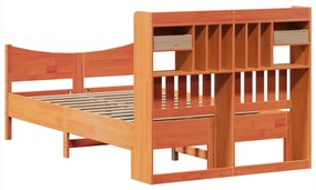 Cama sem colchão 120x200 cm madeira pinho maciça castanho-mel