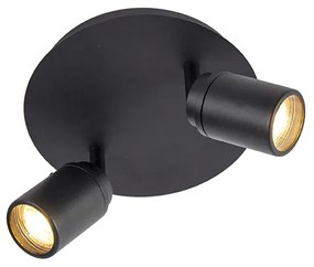 Foco de teto moderno preto 2 luzes IP44 - Ducha Moderno