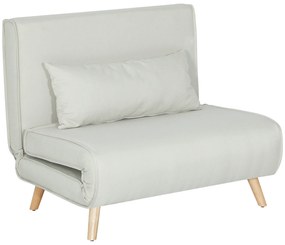 HOMCOM Poltrona 3 em 1 Sofá Cama Individual Dobrável com Encosto Ajustável em 6 Posições e Almofada para Sala de Estar Dormitório Escritório Carga 350 kg 94x78x80 cm Bege Claro