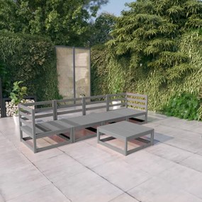 vidaXL 5 pcs conjunto lounge de jardim pinho maciço cinzento