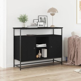 Buffet vidaXL Preto Carvalho 100x35x80 cm Madeira Engenharia e Aço