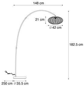 Candeeiro de Arco Japandi Preto com Abajur Castanho - Bida Japandi