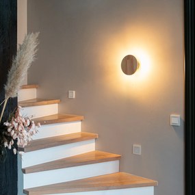 Candeeiro de parede rústico redondo em madeira - Pulley