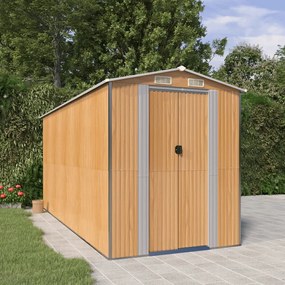 vidaXL Abrigo de jardim 192x440x223 cm aço galvanizado castanho