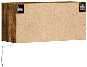 Móvel de parede p/ TV c/ luzes LED 80x31x35 cm carvalho fumado