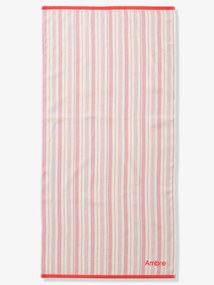 Agora -15%: Toalha de praia / de banho Fouta, personalizável riscas rosa