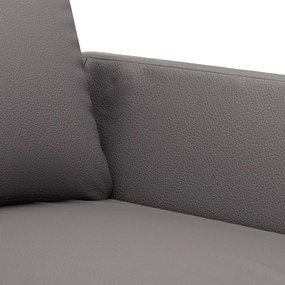 Sofá de 3 lugares 180 cm couro artificial cinza
