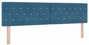 Cama Box Box Spring com Colchão e LED Azul Escuro 180x200 cm Veludo