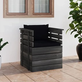 vidaXL Poltrona de jardim com almofadões madeira de pinho