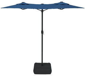 Guarda-sol de jardim c/ cabeça dupla/LED 316x240 cm azul-ciano