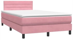 Cama com molas/colchão 120x220 cm veludo rosa
