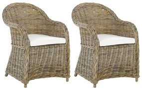 Conjunto de 2 cadeiras de jardim em rattan cor natural SUSUA Beliani