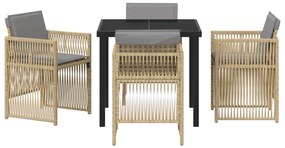 Conjunto de Jantar para Jardim vidaXL de 5 Peças com Almofadas Bege de