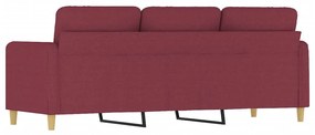 Sofá de 3 lugares tecido 180 cm vermelho tinto