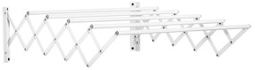 Estendal de Parede Extensível de 63,5cm de Metal com 5 Barras para Interior e Exterior Carga 10kg 63,5x60x20cm Branco