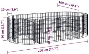 Canteiro elevado/cesto gabião 200x100x50 cm ferro galvanizado