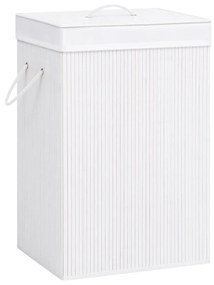 Cesto para roupa suja bambu branco
