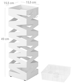 Suporte para guarda-chuvas quadrado 15,5 x 15,5 x 49 cm branco