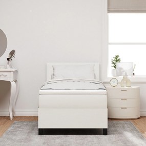 Cama Box com Colchão &amp; LED Crema 100x200 cm em Tecido de Veludo