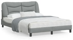 Estrutura de cama c/ cabeceira 140x190 cm tecido cinza-claro
