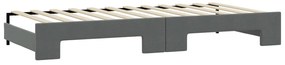 Sofá-cama c/ gavetão e colchões 80x200cm tecido cinzento-escuro