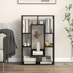 Estante Geométrica de 7 Cubos Estante Decorativa de Canto Estante de Pé com Dispositivo Antivoltas 60 x 20 x 90 cm Preto