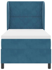 Cama Box com Colchão Azul Escuro 100 x 200 cm em Veludo