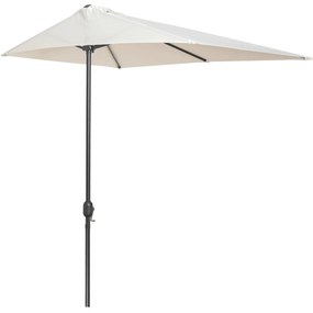 Meio chapéu de sol 230x130x245 cm chapéu de sol para Parede Jardim com Manivela e Vara Metálica Ø38 mm Terraço Varanda Creme