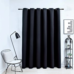 vidaXL Cortina blackout com argolas em metal 290x245 cm preto