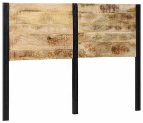 Cabeceira de cama 140 cm madeira de mangueira maciça e ferro