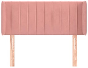 Cabeceira de cama c/ abas veludo 83x16x78/88 cm rosa