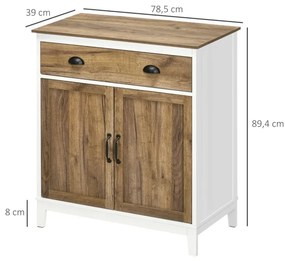 Aparador Florida de 78 cm - Branco/Madeira Rústica - Design Retro